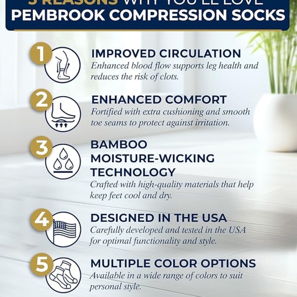 NEW Bamboo Compression Socks - 3 Pairs,  8-15 mmhg Compression, Sz-Med - Picture 3 of 4